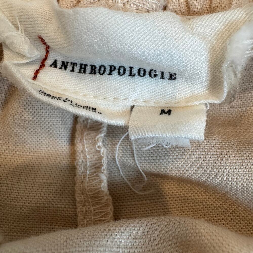 Anthropologie Linen Double Waistband Scalloped Shorts Beige, Summer, Cottagecore - Picture 5 of 10